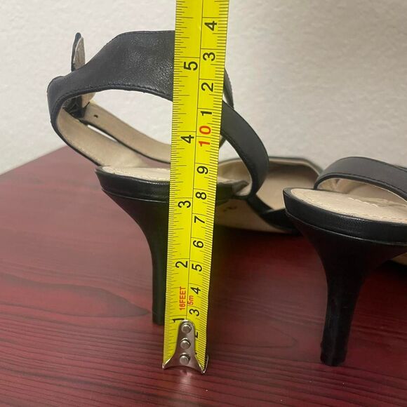 Louise et Cie Black Leather Kota Ankle Strap Pointed Toe Kitten Heel Pumps 11 - Picture 4 of 6